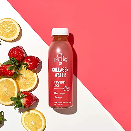 Vital Proteins Collagen Water™, 10g of Collagen per Bottle & Made with Real Fruit Juice, Dairy & Gluten Free - Strawberry Lemon, 4 Pack