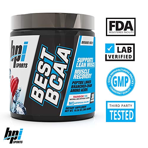 BPI Sports Best BCAA - The Building Blocks of Protein and Muscle - Post-Workout Recovery - Weight Loss Support - Rainbow Ice, 30 Servings, 300 g