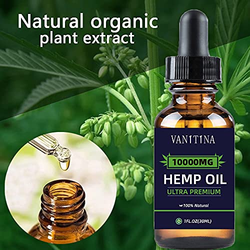 Hemp Oil - 10000 MG Pure Natural Organic Extract Hemp Seed Drops-Reduces Anxiety Stress and Pain,Relief Inflammation Stress, Improves Mood,More Energy Better Sleep (1 Pack of 3)-30000 Total-NW 1776