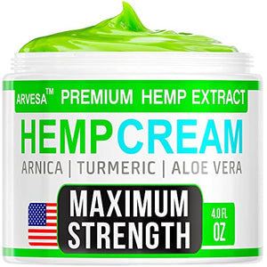 Hemp Раin Relief Cream - Relieve Muscle, Joint, Back, Knee, Nerves - Natural Hemp Oil Extract Gel Rub with MSM - Glucosamine - Arnica - Turmeric - Maximum Strength - Made in USA - 4 fl oz