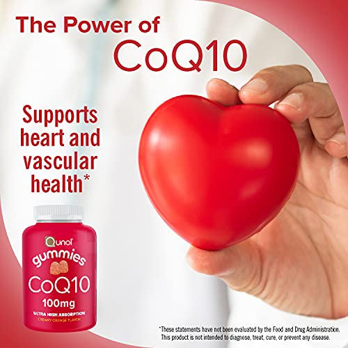 Qunol CoQ10 Gummies, 100 mg, Delicious Gummy Supplements, Helps Support Heart Health, 60 ct 2 Pack, Orange, 120 Count