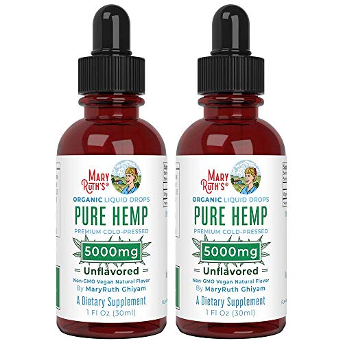 Pure Hemp Oil Extract (2 Pack) 5000mg by MaryRuth's | for Ingestible & Topical Use | Non-GMO | Unflavored | 1oz