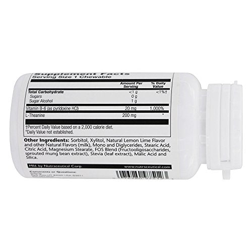 LTheanine Antistress Formula Natural SugarFree LemonLime (30 Chewables)