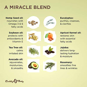 Earthly Body Miracle Oil, 1 fl. oz. - 2 Pack - 100% Natural Tea Tree Oil, Hemp Seed Oil & Vitamin E - Moisturizer, Calms Skin Irritations, Helps Smooth Wrinkles - Gluten Free, 100% Vegan