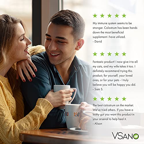 VSano Colostrum Powder with Liposomal Delivery (LD) - Immune System Support for Humans & Pets - Efficient Absorption of Healthy Lactoferrin for Wellness (Natural, 6 oz)