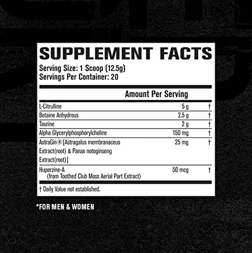 PUMPSURGE Caffeine Free Pump & Nootropic Pre Workout Supplement - Non Stimulant Preworkout Powder & Nitric Oxide Booster - 20 Servings, Blue Raspberry Flavor