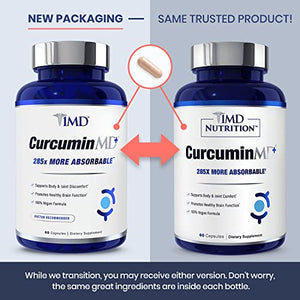 1MD Nutrition CurcuminMD Plus - Turmeric Curcumin with Boswellia Serrata - 285x More Absorbable | Joint Stiffness, Muscle Recovery, and Mood Support | 60 Capsules