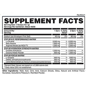 Evogen EVP 3D | Xtreme Stimulant Free Pre-Workout Pump Ignitor, Arginine Nitrate, Citrulline, Beta-Alanine, Lions Mane | Raspberry Lemonade