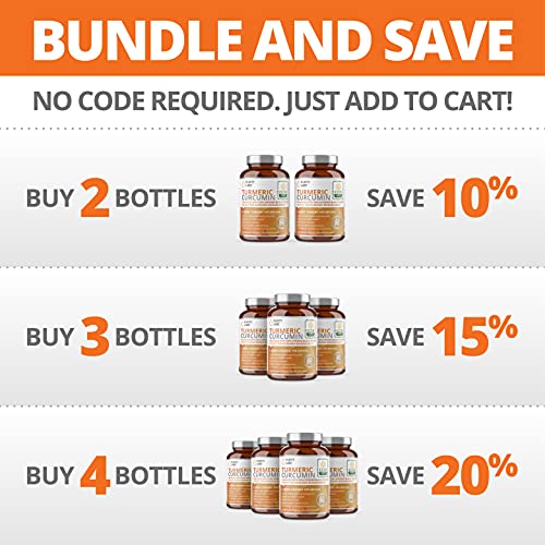 Organic Turmeric Curcumin 2,250MG - 95% Standardized Curcuminoids and Black Pepper Bioperine for Increased bioavailability - for Joint Mobility & Inflammation
