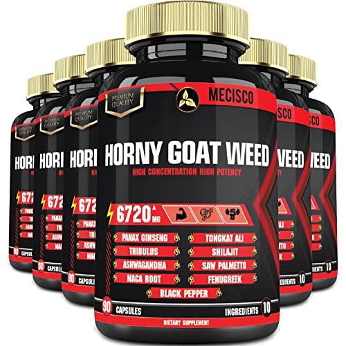 6Packs - 90Capsules - 10in1 Horny Goat Weed Capsules, with Panax Ginseng Root, Tribulus Terrestris, Ashwagandha Root, Maca Root & Others