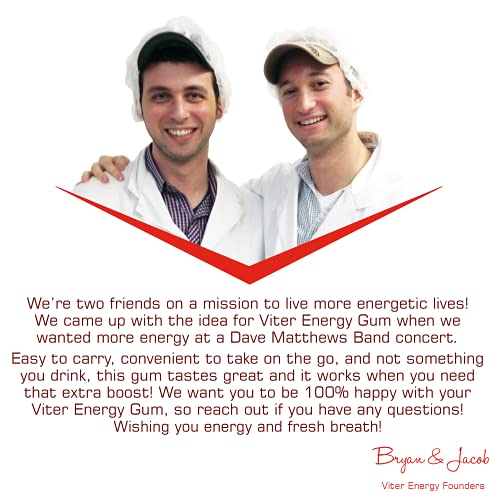 Viter Energy Caffeinated Gum - 60mg Caffeine, B Vitamins, Guarana, Sugar Free Vegan Chewing Gum. Zero Calories. Performance Nootropic Chews for Powerful Energizing Focused Boost (Cinnamon, 6 Pack)