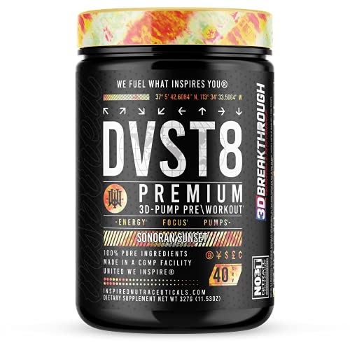 DVST8 Global Pre-Workout | 3D Pump Breakthrough + NO3-T Nitrate + Peak02 | by Inspired Nutraceuticals (Sonoran Sunset)