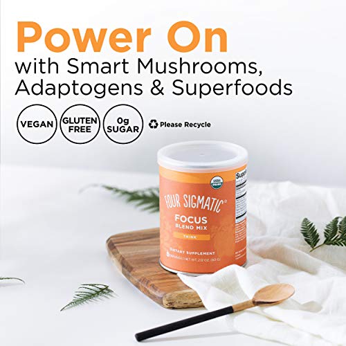 Four Sigma Foods Focus Blend, 8 Superfoods Adaptogen Blend Mix with Lion's Mane, Cordyceps, Rhodiola, Bacopa & Mucuna, Productivity & Creative Support, Decaf + Dissolves Easily, 30 Servings