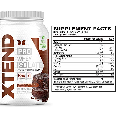 XTEND Pro Protein Powder Chocolate Lava Cake | 100% Whey Protein Isolate | Keto Friendly + 7g BCAAs with Natural Flavors | Gluten Free Low Fat Post Workout Drink | 1.8lbs