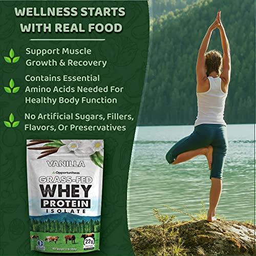 Vanilla Whey Protein Powder - Grass Fed Whey Isolate + Real Sugar & Vanilla Flavor - Perfect for Shakes, Smoothies, Drinks, Cooking & Baking - Non GMO & Gluten Free - 5 lb