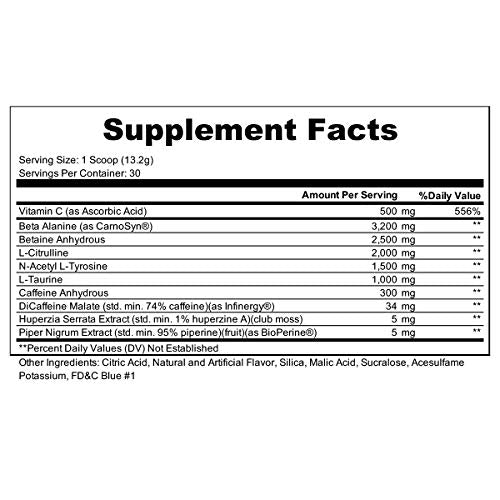 Bare Performance Nutrition, Flight Pre Workout, Energy, Focus & Endurance, Formulated with Caffeine Anhydrous, DiCaffeine Malate, N-Acetyl Tyrosine (30 Servings, Blue Raspberry)