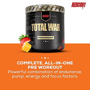 Redcon1 Total War - Pre Workout, 30 Servings, Boost Energy, Increase Endurance and Focus, Beta-Alanine, 350mg Caffeine, Citrulline Malate, Nitric Oxide Booster - Keto Friendly (Strawberry Mango)