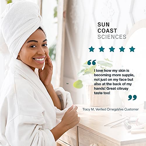 Sun Coast Sciences OmegaVive - Pure Fish Oil with Omega 3 EPA and DHA - 90 Vegetarian Softgels - Supports Skin Health and Overall Wellness and Vitality - Lemon Lime Flavor - Made in USA