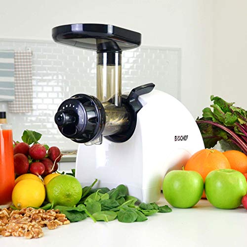 BioChef Gemini Twin Gear Slow Masticating Juicer - Cold Press Juicer Extractor for Fruit and Vegetables | BPA Free | Quiet and Easy to Clean (White)