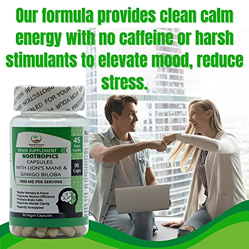 Botanical Prime Nootropic -100% Vegan-for Men & Women-Enhance Focus, Boost Concentration, Improve Memory- 1000 MG Ginkgo Biloba, Dmae, Vitamin B12, Bacopa Monnieri , Lion's Mane-90 Counts-Made in USA