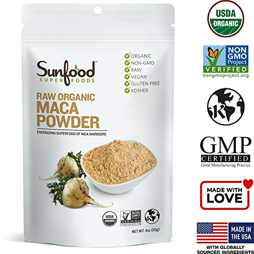 Sunfood Maca Powder- Organic, Raw. For Men & Women. Highest Quality. 4 Ounce