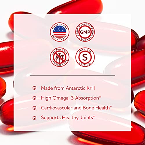 Anew Vita Krill Oil Supplement. EPA DHA Omega-3 Fatty Acids. Supports Cardiovascular Health, Healthy Joints, Bone Health. 1000mg. 60 Softgels