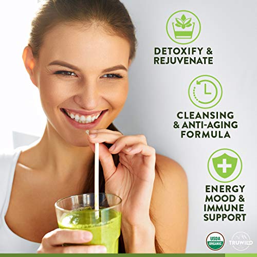 TRUWILD Wild Greens Certified Organic Green Superfood Adaptogen Powder - 22+ Amazing Organic Foods - Reishi, Ashwagandha, Maca, Moringa, Wheatgrass, Bitter Melon - Immune Support & Natural Flavor