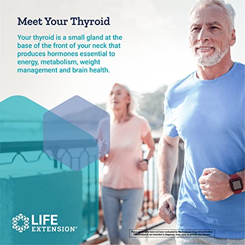 Life Extension Triple Action Thyroid Comprehensive Thyroid Health Supplement with Vitamins A, B, Iodine, Magnesium, L-Tyrosine, Ashwagandha & Ginseng – Non-GMO, Gluten-Free - 60 Capsules