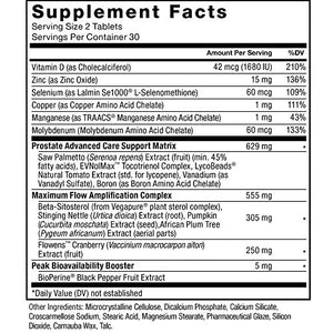 Force Factor Prostate Advanced, Health Supplement for Men for Reducing Nighttime Bathroom Trips, Bladder & Urinary Relief, with Saw Palmetto, Beta-Sitosterol, 120 Tablets (2-Pack)