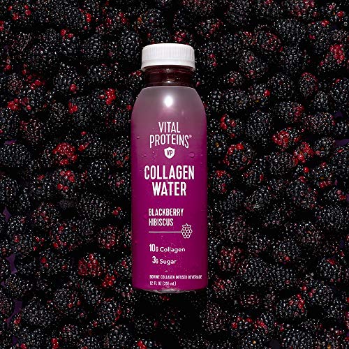Vital Proteins Collagen Water™, 10g of Collagen per Bottle, Made with Real Fruit Juice, Dairy & Gluten Free - BlackBerry Hibiscus, 12 Pack
