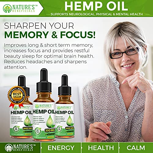 Organic Hemp Oil Extract Drops 2000mg - Ultra Premium Pain Relief Anti-Inflammatory, Stress & Anxiety Relief, Joint Support, Sleep Aid, Omega Fatty Acids 3 6 9, Non-GMO Ultra-Pure CO2 Extracted