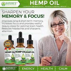 Organic Hemp Oil Extract Drops 2000mg - Ultra Premium Pain Relief Anti-Inflammatory, Stress & Anxiety Relief, Joint Support, Sleep Aid, Omega Fatty Acids 3 6 9, Non-GMO Ultra-Pure CO2 Extracted