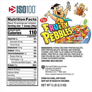 Dymatize ISO100 Hydrolyzed Protein Powder, 100% Whey Isolate Protein, 25g of Protein, 5.5g BCAAs, Gluten Free, Fast Absorbing, Easy Digesting, Fruity Pebbles, 5 Pound