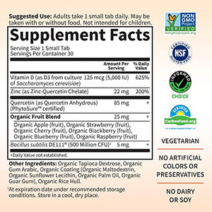 Garden of Life Quercetin Zinc Once Daily Immune Support Supplement with Vitamin D3 for Bone Health, Breast Health & Skin Health – Dr Formulated – Gluten Free, Non GMO, Carbon Neutral – 30 Mini Tabs