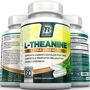 BRI L-Theanine 200mg Supplement Enhanced with 100mg Inositol for Relaxation, Anxiety and Stress Relief, Restful Sleep and Mood Boost (60 Count)