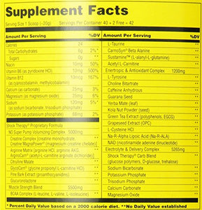 Universal Nutrition Shock Therapy Pre-Workout Pump & Energy Supplement, with BCAA complex, Creatine, and Electrolytes - Grape - 42 Servings