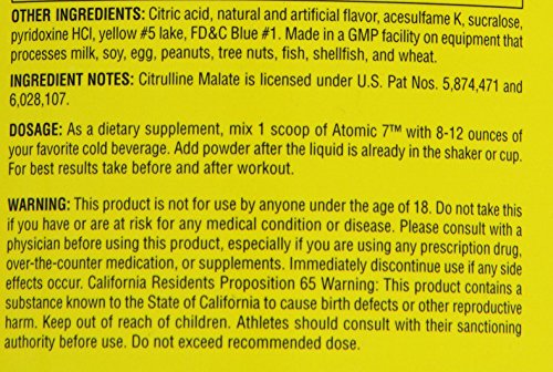 Universal Nutrition - Atomic 7 Enhanced BCAA Supplement - 8g BCAA with 2g Glutamine, 1g Citrulline Malate, 500mg L-Taurine - 'lectric Lemon Lime - 70 Servings