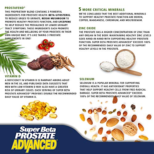 Super Beta Prostate Advanced Prostate Supplement for Men – Reduce Bathroom Trips, Promote Sleep, Support Urinary Health & Bladder Emptying. Beta Sitosterol not Saw Palmetto. (180 Caplets, 3-Pack)