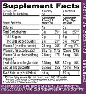 Zarbee's Naturals Children's Elderberry Immune Support with Vitamin C & Zinc, Natural Berry Flavor, 42 Gummies