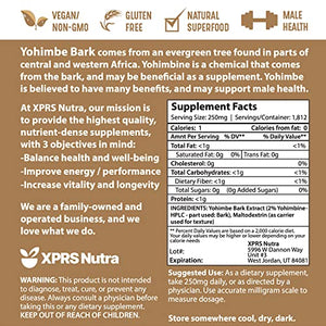 XPRS Nutra Yohimbe Bark Extract Powder - Natural Yohimbe Supplements for Men - Yohimbe Extract Powder Supports Mood, Metabolic Function, and Sexual Health (16 oz)