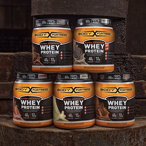 Body Fortress Whey Protein Powder, 60g Protein and 12g BCAA's (per 2 scoops), Vanilla, 5 Lb.