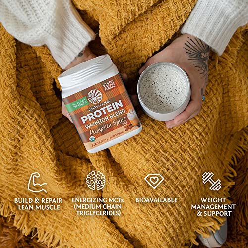 Sunwarrior Warrior Blend Organic Vegan Protein Powder with BCAAs and Pea Protein Dairy Free Gluten Free Soy Free Non GMO Plant Protein Powder Sugar Free and Keto Friendly (Pumpkin Spice) (175 Gram)