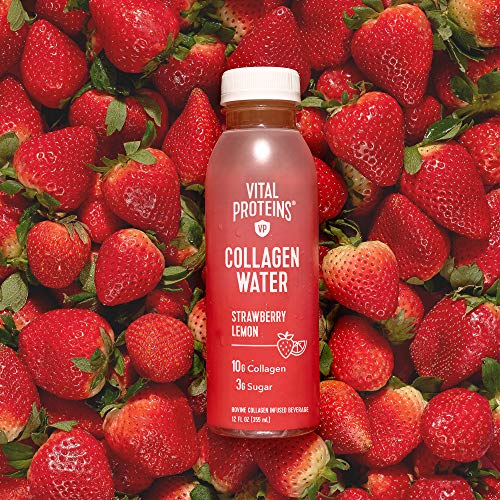 Vital Proteins Collagen Water™, 10g of Collagen per Bottle & Made with Real Fruit Juice, Dairy & Gluten Free - Strawberry Lemon, 4 Pack