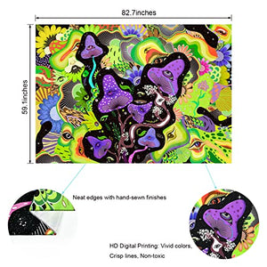 Mushroom Tapestry Psychedelic Eyes Tapestries Trippy Tapestry Colorful Flowers Tapestry Wall Hanging for Room(Purple and Green, 59.1 x 82.7 inches)