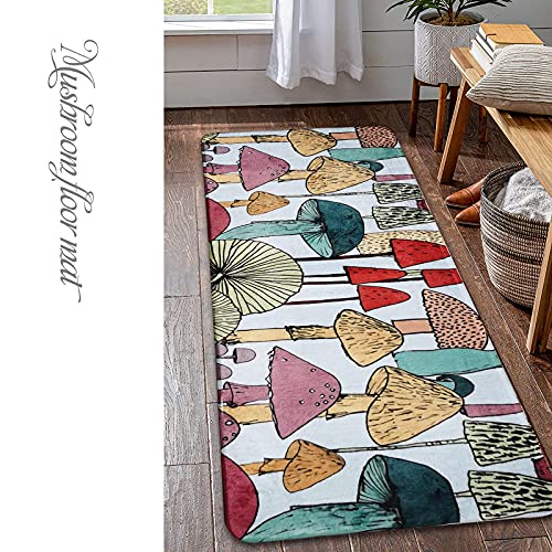 Mushroom Decor Kitchen Rugs and Mats, Non-Slip Cushioned Anti-Fatigue Floor Mat, Heavy-Duty Foam Comfort Standing Mat Washable for Home Decoration,Office,Bedroom,Living Room,Dining Room,18 x 48 inches