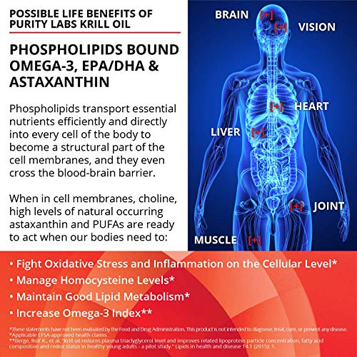 Pure Antarctic Krill Oil Supplement. 2,000mg of Krill Oil and 800mcg Astaxanthin. 60 Softgels Rich in Omega 3, Fatty Acids, DHA, EPA, & Phospholipids. Supports Joint, Memory and Brain Function