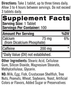 Natrol High Caffeine Tablets, Energy Support, Helps Enhance Endurance and Mental Focus, Caffeine Supplement, Fatigue, Pre-Workout, Extra Strength, 200mg, 100 Count