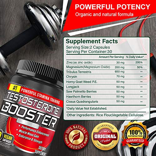 Testosterone Booster for Men, 2Pack Tribulus Terrestris Capsules Maximizes Muscle, Boost Vitality and Stamina Training