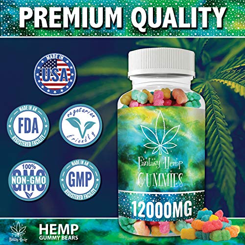 Fantasy Organic Hemp Gummies 12000MG -150MG Per Gummy Bear with Premium Hemp Extract | Natural Candy Supplements for Pain, Anxiety, Stress & Inflammation Relief | Promotes Sleep & Calm Moo