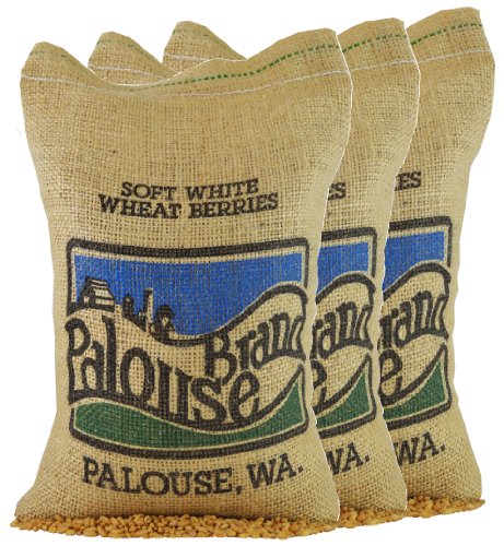 Soft White Wheat Berries • Family Farmed in Washington State • 100% Desiccant Free • 15 lbs • Non-GMO Project Verified • 100% Non-Irradiated • Kosher • Field Traced • Burlap Bag • (5 Pound, Pack of 3)